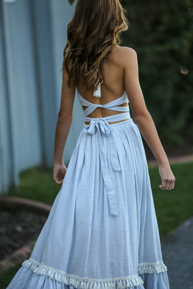 Pale Blue Tween Formal Dress Year or Bridesmaid Occasion Set