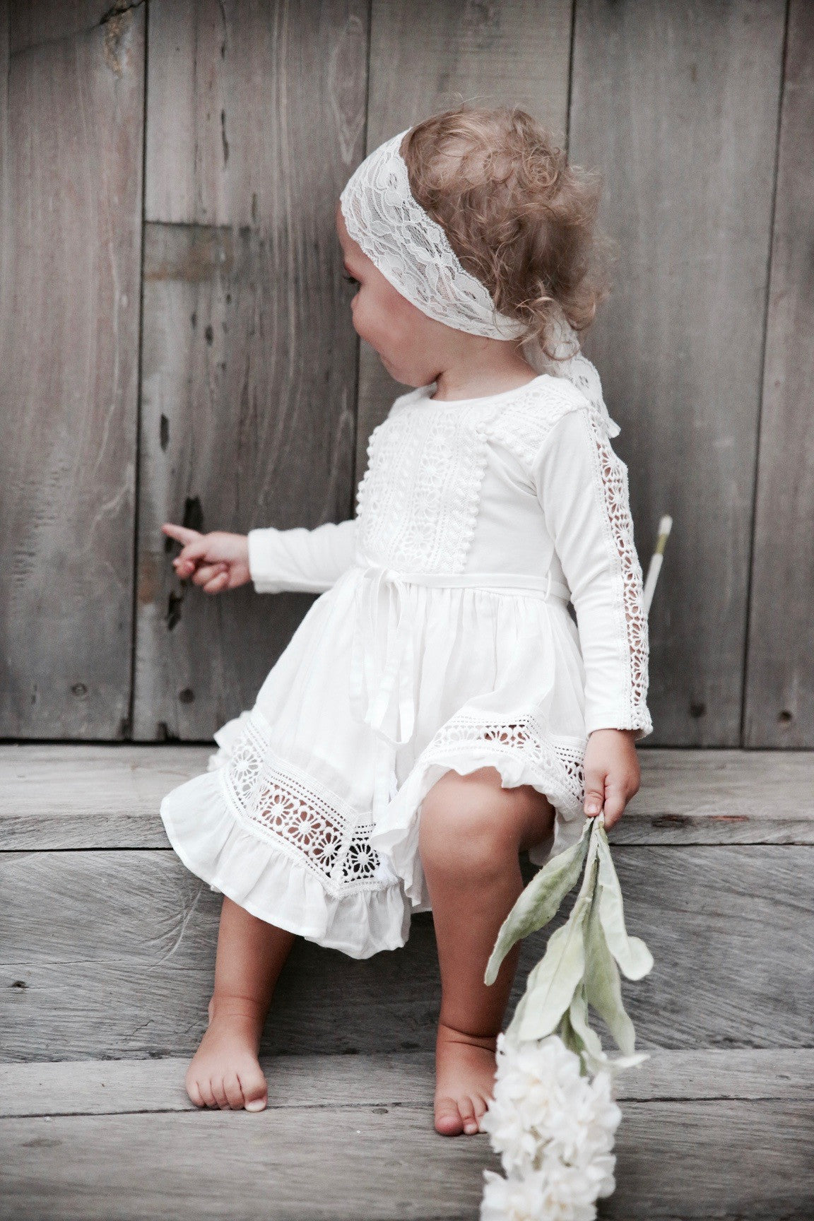 Ivory Long Sleeve Baby Dress 