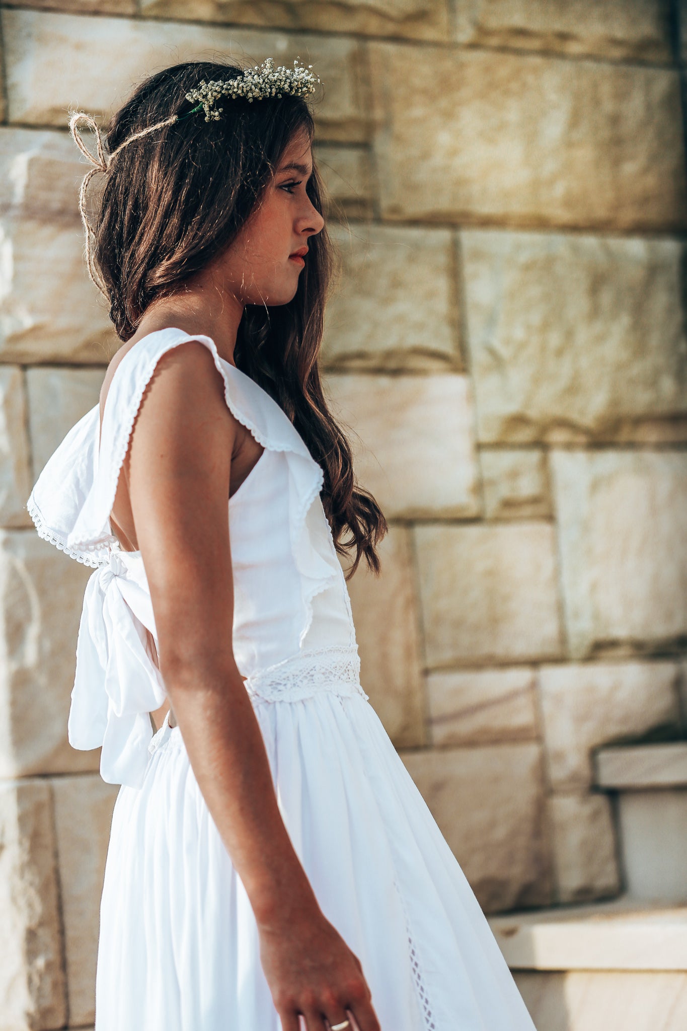 White Alouette Tie Back Dress Tween Tea Princess